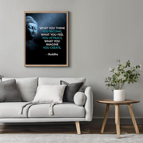 Posterizer 1 pcs-Spiritual Buddha Quotes-what you think you become-Motivational & Inspirational Art-Gift For Buddhism Meditation philosophy Fans- ...