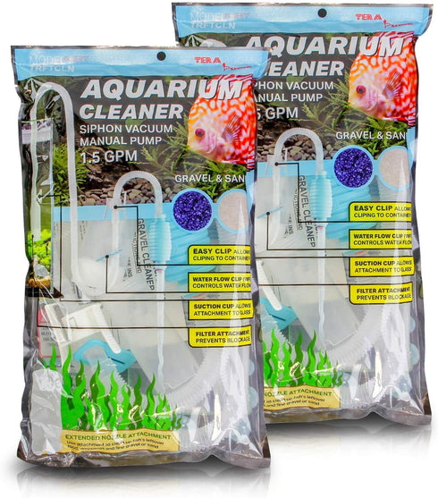 TERA PUMP TRFTCLN Aquarium Gravel Cleaner (BPA Free) Aquarium Sand Cleaner/Water Siphon with Long Nozzle & Water Flow Controller, (10-20 Gallon Ta...