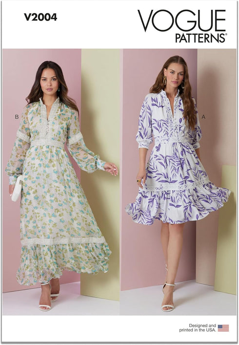 Vogue Misses' Lined Dress Sewing Pattern Packet, Design Code V2004, Sizes 18-20-22-24-26, Multicolor...