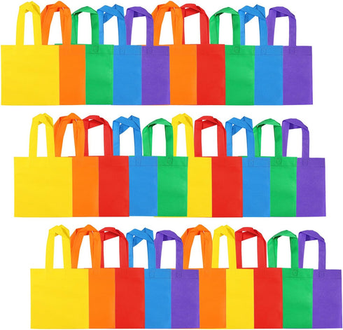 Aneco 30 Pieces Non-Woven Goodie Bags 8×8 Inch Party Favor Gift Bag Reusable Rainbow Cloth Bag for Birthday Party Baby Shower Wedding...