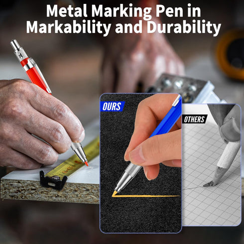 12 Pcs Welders Pencil with 36Pcs Silver Round Refills, Mechanical Pencils Metal Marker with Built-in Sharpener for Pipe Fitter Welder Steel Constr...