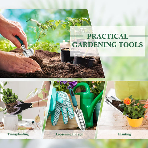 Honoson Garden Hand Trowel Transplant Trowel with Measurements Aluminum Alloy Planting Tools with Rubber Handle Small Gardening Hand Tools Shovels...