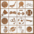 Sports Stencils, 16 Pcs Sports Ball Stencils, Football Basketball Golf Soccer Baseball Racing Diving Reusable Plastic Template for Painting on Woo...