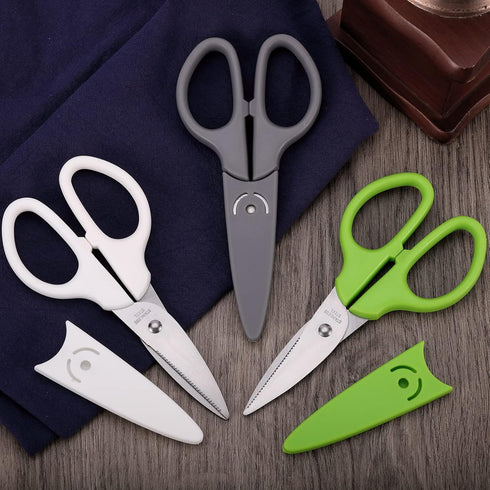 6in Multipurpose Scissors, Stainless Steel Sharp Basic Shears for School Office Home Kitchen Household Craft Supplies w/Protective Cover, Comfort ...