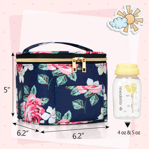 Teamoy Breastmilk Cooler - Bottle Bag for 4 Large 5 Oz Bottles, Perfect for Working Moms, Peony...