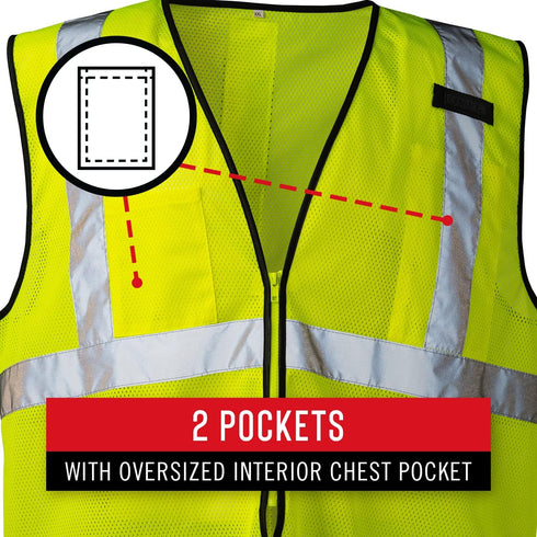 Coast SV300 Rechargeable Lighted High Visibility Safety Vest, Dual Mode, Zip Front, 2 Pockets, 2 Mic Tabs, Meets ANSI/ISEA Standards, 360 Visibili...