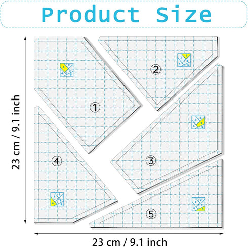 Quilting Template Set Acrylic Cutting Templates for Quilting Sewing Machine Ruler DIY Hand Patchwork Quilt Templates Ruler for Cut Mats 9 x 9 Inch...