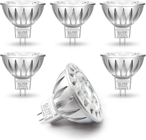 ALIDE MR16 7W GU5.3 Led Bulbs Replace 50W-75W Halogen Equivalent,2700K Warm White,12V Low Voltage MR16 Bulb Spotlight for Outdoor Landscape Flood ...