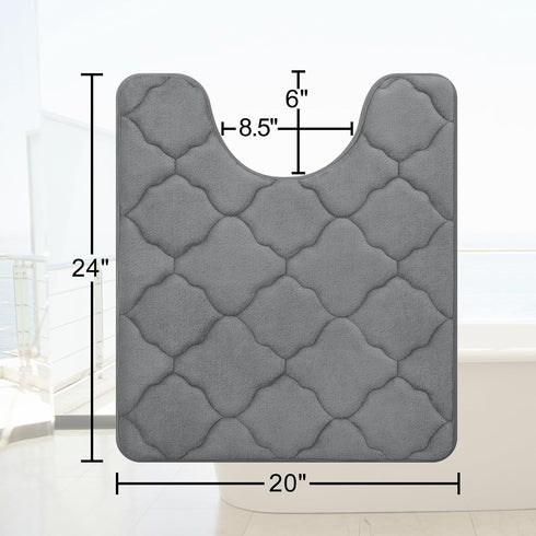 OLANLY Memory Foam Toilet Rugs U-Shaped 24x20, Ultra Soft and Absorbent Bathroom Rugs, Non-Slip Thick Toilet Bath Mat, Machine Wash Dry, Contour B...