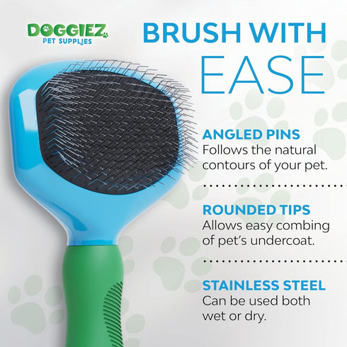 Slicker Wire Pin Dog Brush with Comfort Grip Handle - Cat and Dog Grooming Brush - For Dogs with Short and Long Haired Dogs - Best Pet Grooming Ha...