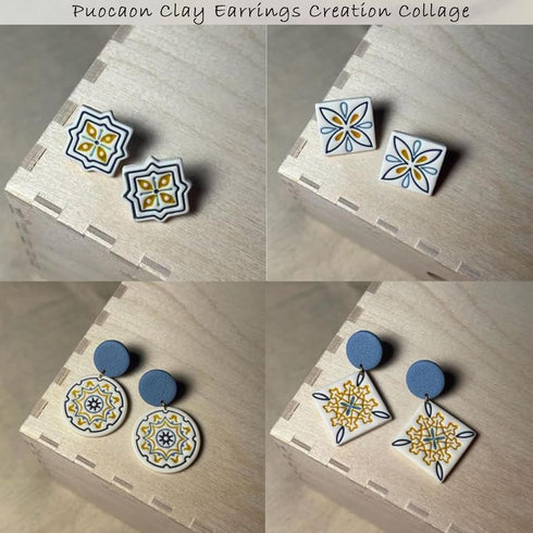 Puocaon Porcelain Tile Clay Cutters - 8 Pcs Terracotta Tiles Clay Cutters for Polymer Clay Earrings Making, Portuguese Tiles Pattern Clay Jewelry ...