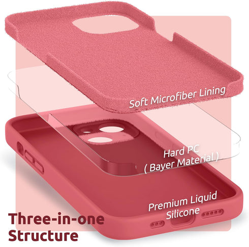 SURPHY Compatible with iPhone 13 Case with Screen Protector, (Camera Protection + Soft Microfiber Lining) Liquid Silicone Phone Case 6.1 inch 2021...