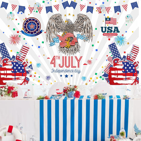 Independence Day Banners,6x3.6FT Large Size Independence Day Background Decoration for Holiday Party, Happy Independence Day 4th of July Parties H...