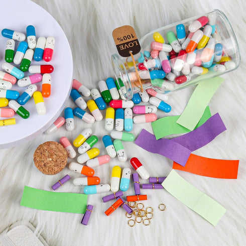 Capsule Letters Message in a Bottle -101pcs Love Pills Gifts for Boyfriend and Girlfriend Wife Friends. (Mixed Color 101PCS)...