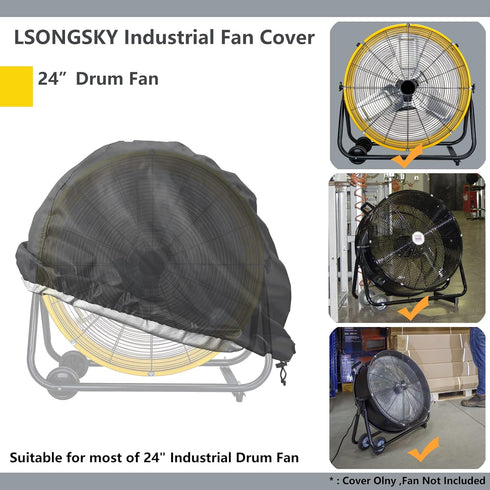 Industrial Fan Cover,Waterproof&Dustproof Cover Suitable for 24" High Velocity Movement Heavy Duty Drum Fan, Heavy Duty Outdoor Floor Fan Cover,Fi...