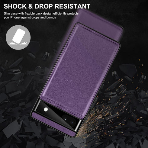 for Google Pixel 6A Case Leather Wallet with Card Holder, Flip Cover Kickstand Card Slots Magnetic Closure Shockproof Heavy Duty Protective Case f...