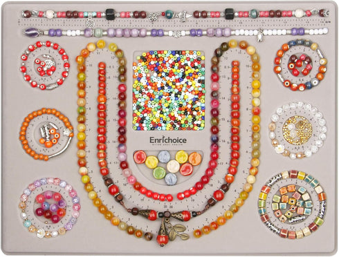 Enrichoice Combo Beading Board with Cover - Grey Flocked Jewelry Design Board for Necklace and Bracelet Making, Beading Mats, Trays, Bead Board fo...
