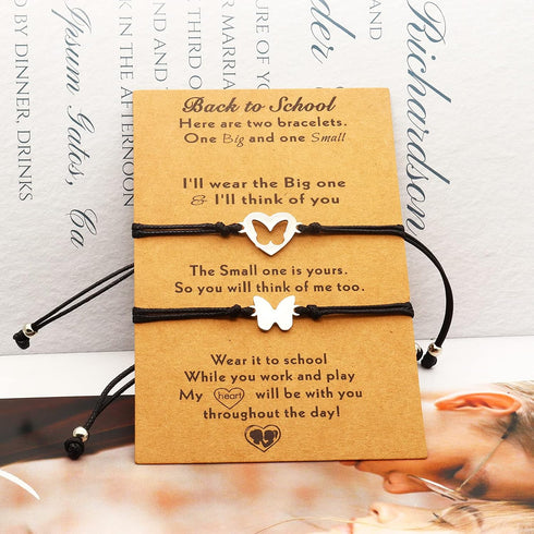 FUTIMELY Back to School Bracelet Gifts Mother and Daughter Infinity Heart Butterfly Matcing Wish Bracelet Set for Mommy and Me First Day of School...