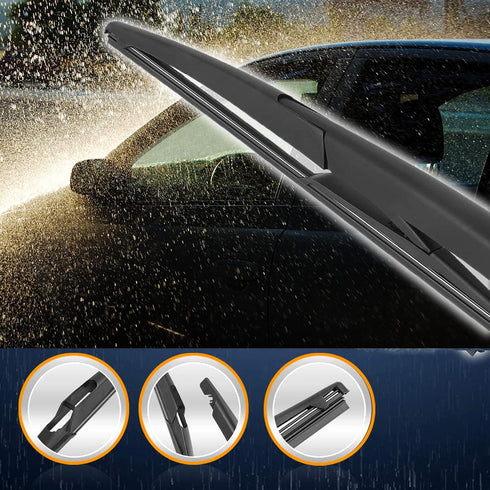 Unifizz Rear Windshield Wiper Blade Arm Set Fit for Fiat 500 2007-2019 Black 295mm 12 Inch...