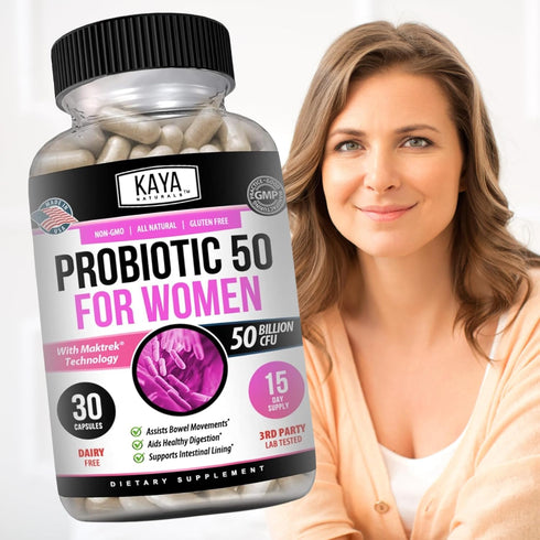 Kaya Naturals Probiotic 50 Billion CFU | Probiotics for Women, Probiotics for Men and Adults, Natural | Gut Health & Immune Support Supplement | P...