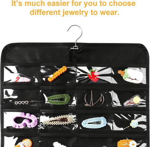 Luney Hanging Jewelry Organizer, 80 Pockets Earring Holder Organizer with Pockets for Woman, for Hanging Earrings, Necklaces, Bracelets, Rings, St...