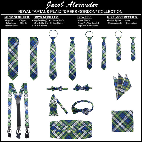 Jacob Alexander Men's Royal Tartans Plaid Adjustable Pre-Tied Banded Bow Tie...