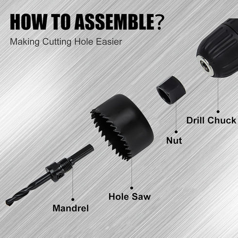 KATA 6PCS Hole Saw Kit 1-1/4" to 2-1/8"(32-54mm) Hole Saw Set in Case with Mandrels and Hex Key for Soft Wood, PVC Board, Plywood...
