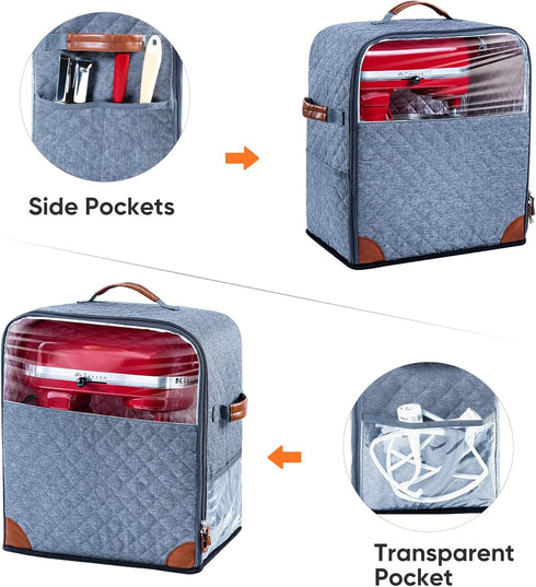 BAGSPRITE Stand Mixer Cover with Appliance Sliders Base Compatible with KitchenAid Mixer-Storage Bag for 4.5/5 Quart with Pockets for Kitchen Aid ...