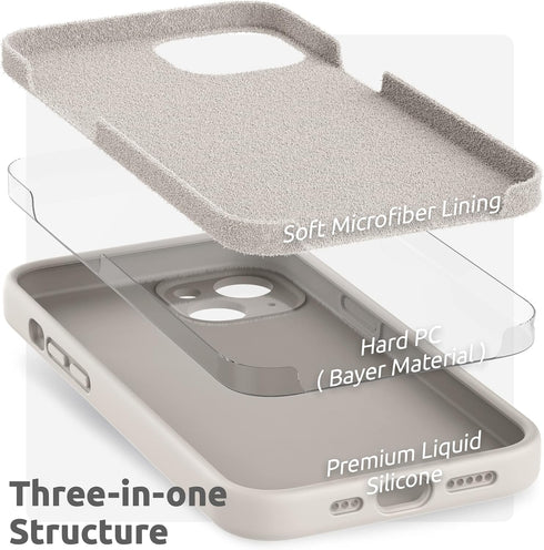 SURPHY Compatible with iPhone 13 Case with Screen Protector, (Camera Protection + Soft Microfiber Lining) Liquid Silicone Phone Case 6.1 inch 2021...