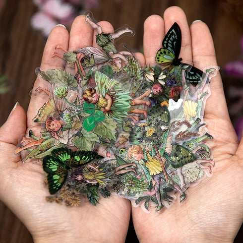 Aesthetic Fairy Journaling Scrapbook Stickers, 40pcs Waterproof Transparent PET Junk Journal Decals, Scrapbooking Supplies Kit for Laptop, Phone C...