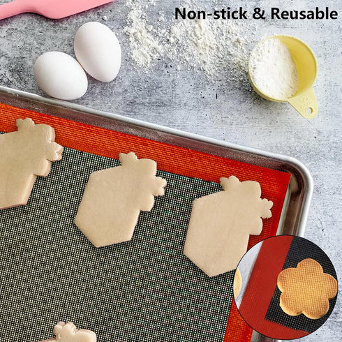 Perforated Baking Mats, 2 PCS Eclair Silicone Mat for Half Sheet, Non-Stick Reusable Oven Liners for Making Bread/Pizza/Pastry/Cookie 11 5/8" x 16...