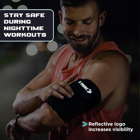 E Tronic Edge Phone Holder for Running, Cell Phone Arm Bands with Reflective Logo, Phone Strap Armband Fits iPhone and Android, Use for Running, W...
