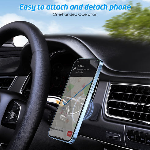 WixGear Magnetic Phone Car Mount Compatible with MagSafe and Non-MagSafe, Flat Stick On Magnetic Phone Mount for Dashboard, Wall, Gym, Home, and O...