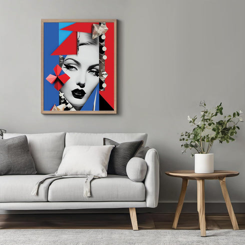 Posterizer 1 pcs-vintage make up-woman with diamonds collage-Abstract & Modern Art-Retro Art-Gift for Women, Fashionistas, Designer Fashion Fans- ...