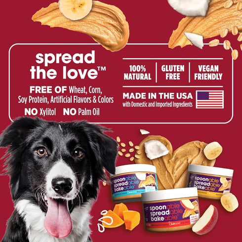 Fruitables Spreads – Spreadable Dog Treat – Bakeable Dog Treat – Real Apple & Pumpkin – Human-Grade 100% Natural Ingredients – Great for All Dogs ...