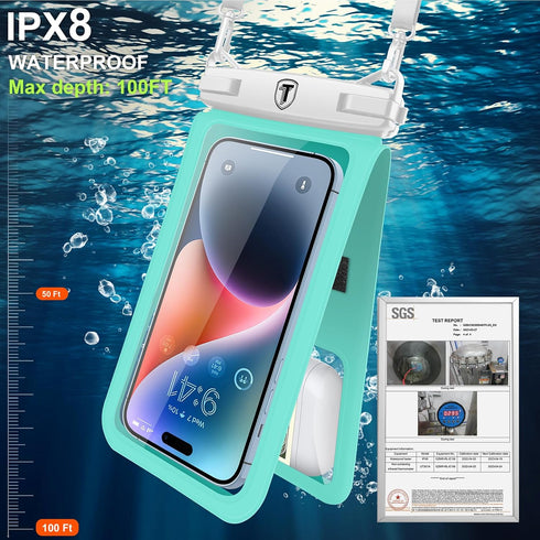 Double Space Waterproof Phone Pouch Case Compatible for Samsung Galaxy S23 S22 S21 S20 S10 Note 20/10/9 up to 7", Cellphone Case Dry Bag Vacation ...