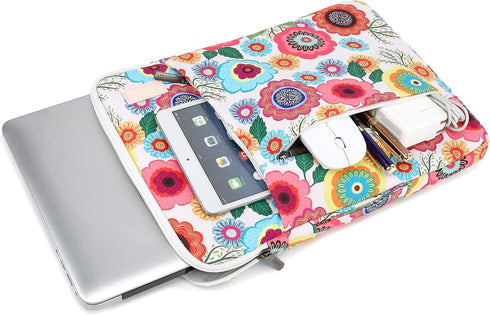 360° Protective Laptop Sleeve Case Bag Cover with Handle For iPad 12.9 inch,MacBook Pro Air 13" and 12.5 inch-13.3 inch Laptop (Flowers)...