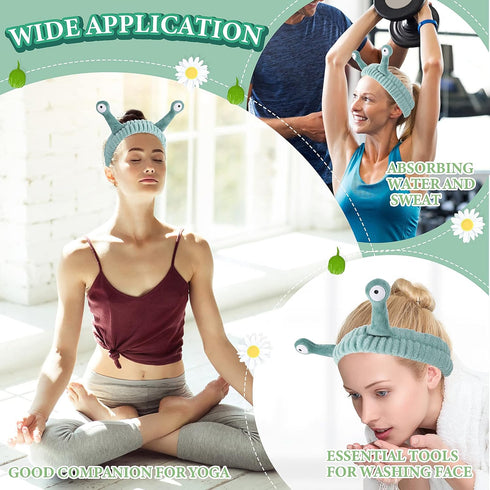 Spa Headband Facial Makeup Head Band Microfiber Soft Coral Fleece Head Wraps Snail Cartoon Cute Christmas Hair Accessories Elastic Skincare Hair B...