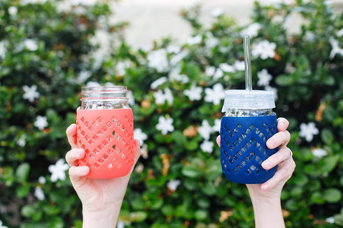 Silicone Mason Jar Sleeve - Fits 16oz (1 pint) REGULAR-Mouth Jars | Package of 4 (Multicolor)...