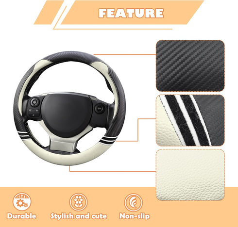 15 Inch Car Steering Wheel Cover with Anti-Slip Lining,Cute & Stylish Car Wheel Cover Car Decorations for All Seasons,PVC Leather Steering Wheel C...