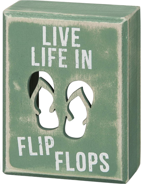 Primitives by Kathy 21005 Beach House Décor Box Sign, 3 x 4-Inches, Flip Flops...