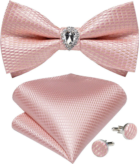 DiBanGu Men's Paisley Floral Bow Ties Pre-Tied Pocket Square Cufflinks Set Wedding Formal...