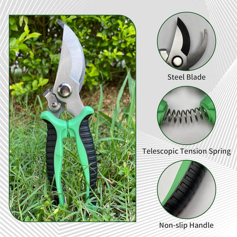 Garden Pruning Shears, Premium Multi-Function Antiskid Stainless Steel Floral Shears, Garden Clippers Hand Tools for Cutting and Trimming Bonsai, ...