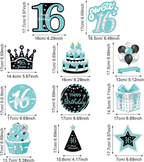 Sumind 30 Pcs Birthday Hanging Swirl Decorations, Teal Silver Black Blue Turquoise Happy Birthday Foil Swirls Ceiling Decor for Girls Sweet Decora...