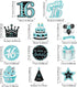 Sumind 30 Pcs Birthday Hanging Swirl Decorations, Teal Silver Black Blue Turquoise Happy Birthday Foil Swirls Ceiling Decor for Girls Sweet Decora...