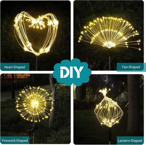 JJGoo Solar Garden Lights Solar Firework Lights, 2 Pack 135 LEDs 2 Lighting Modes Solar Lights Outdoor Waterproof for Garden Patio Walkway Pathway...