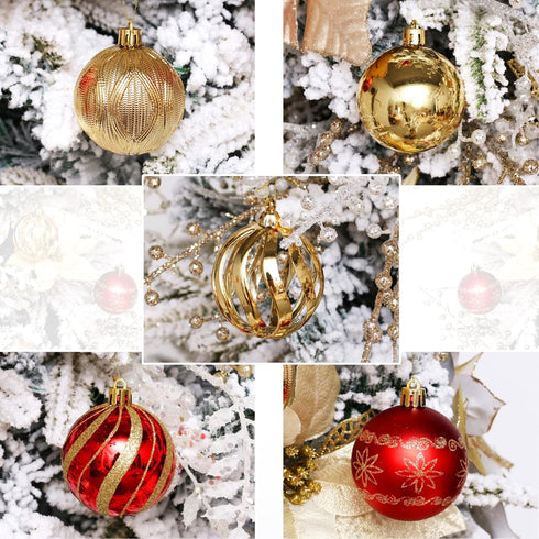 Christmas Ball Ornaments, 30 pcs 2.36" Shatterproof Baubles Set Red and Gold for Xmas Tree Decorations, Hanging Ornaments for Wedding Party...