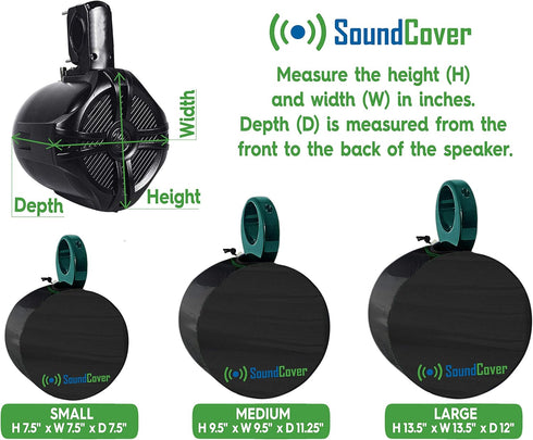 Two Medium Marine Speaker Covers - 6.5" Round & 6X9 Oval Wakeboard Tower Pod - Cover Size: H 9.5" X W 9.5" X D 11.25" - Fits Boss Audio, MCM Custo...