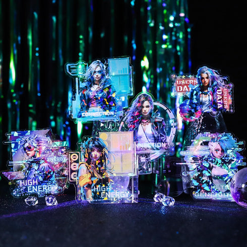 AurriiLeaf Cyberpunk Girl Holographic Stickers Set, 72PCS PET&Washi Ephemera for Scrapbooking, Junk Journaling, Crafting, DIY Projects, Diaries, a...