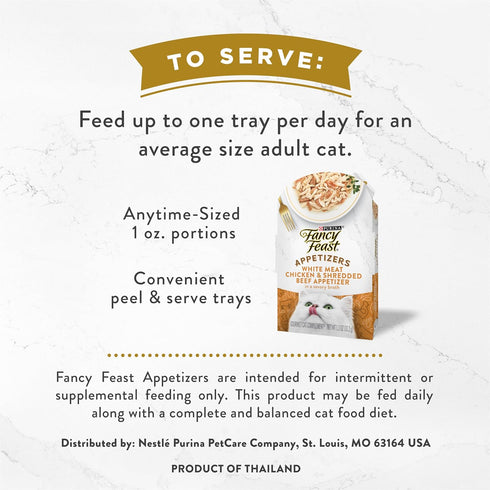 Purina Fancy Feast Appetizers Lickable Grain Free Cat Food Topper White Meat Chicken and Shredded Beef Appetizer - (Pack of 10) 1.1 oz. Trays...